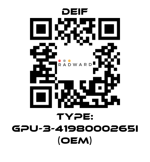 Deif-Type: GPU-3-4198000265I (OEM) price
