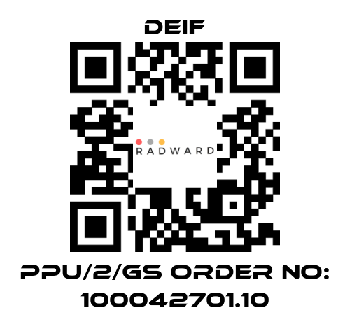 Deif-PPU/2/GS ORDER NO: 100042701.10 price