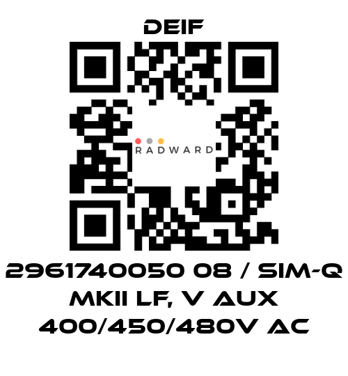 Deif-2961740050 08 / SIM-Q MKII LF, V aux 400/450/480V AC price