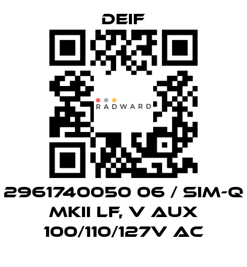 Deif-2961740050 06 / SIM-Q MKII LF, V aux 100/110/127V AC price