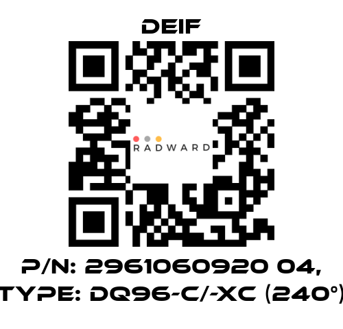 Deif-P/N: 2961060920 04, Type: DQ96-c/-xc (240°) price