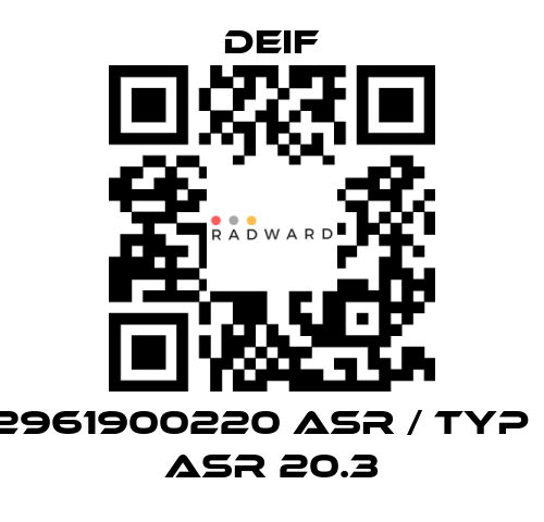 Deif-2961900220 ASR / Typ : ASR 20.3 price