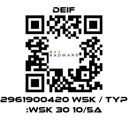 Deif-2961900420 WSK / Typ :WSK 30 10/5A price