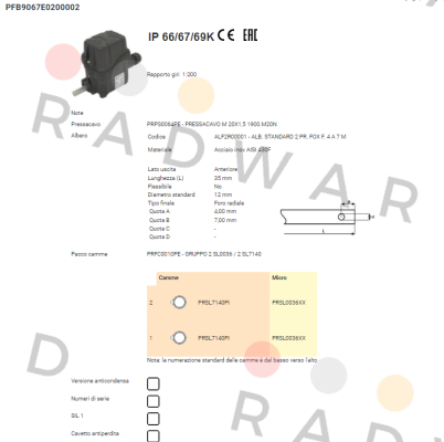 Ter Tecno Elettrica Ravasi-PFB9067E0200002 price