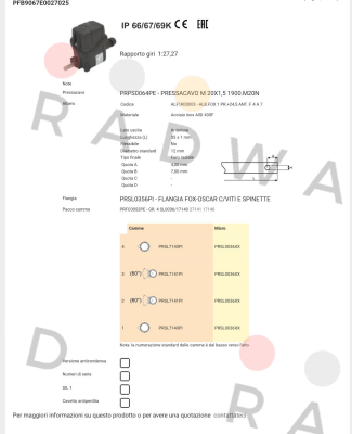 Ter Tecno Elettrica Ravasi-PFB9067E0027025 price