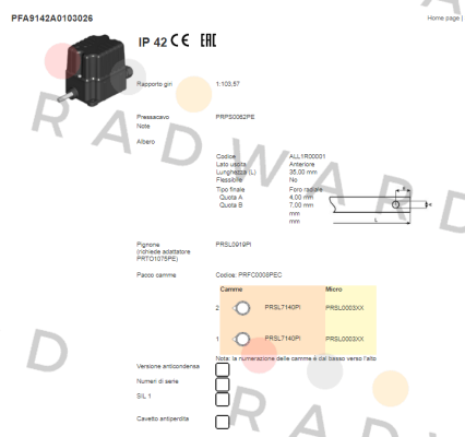 Ter Tecno Elettrica Ravasi-PFA9142A0103026  price