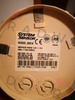 System Sensor-mod. 2251E Obsolete!! Replaced by 22051E-IV  price