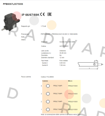 Ter Tecno Elettrica Ravasi-PFB9067L0075006 price
