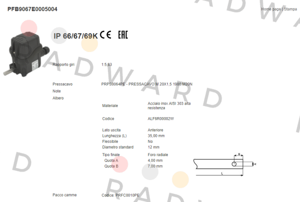 Ter Tecno Elettrica Ravasi-PFB9067E0005004 price