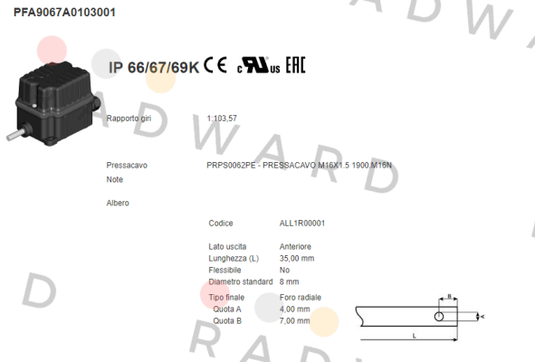 Ter Tecno Elettrica Ravasi-PFA9067A0103001 price