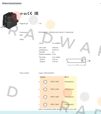 Ter Tecno Elettrica Ravasi-PFA9165A0050004 price