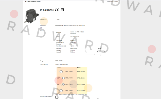 Ter Tecno Elettrica Ravasi-PFB9067E0010001 price