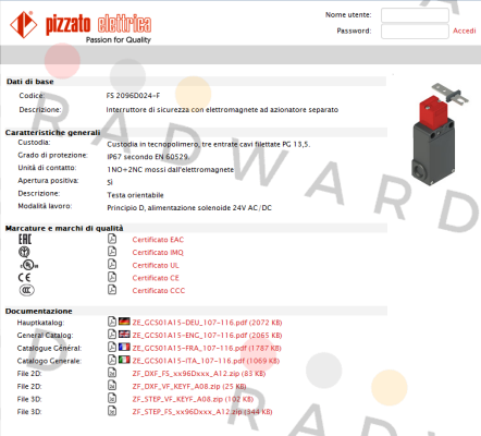 Pizzato Elettrica-FS 2096D024-F price